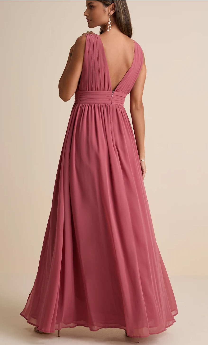 Desert Rose Plunge Chiffon Dress
