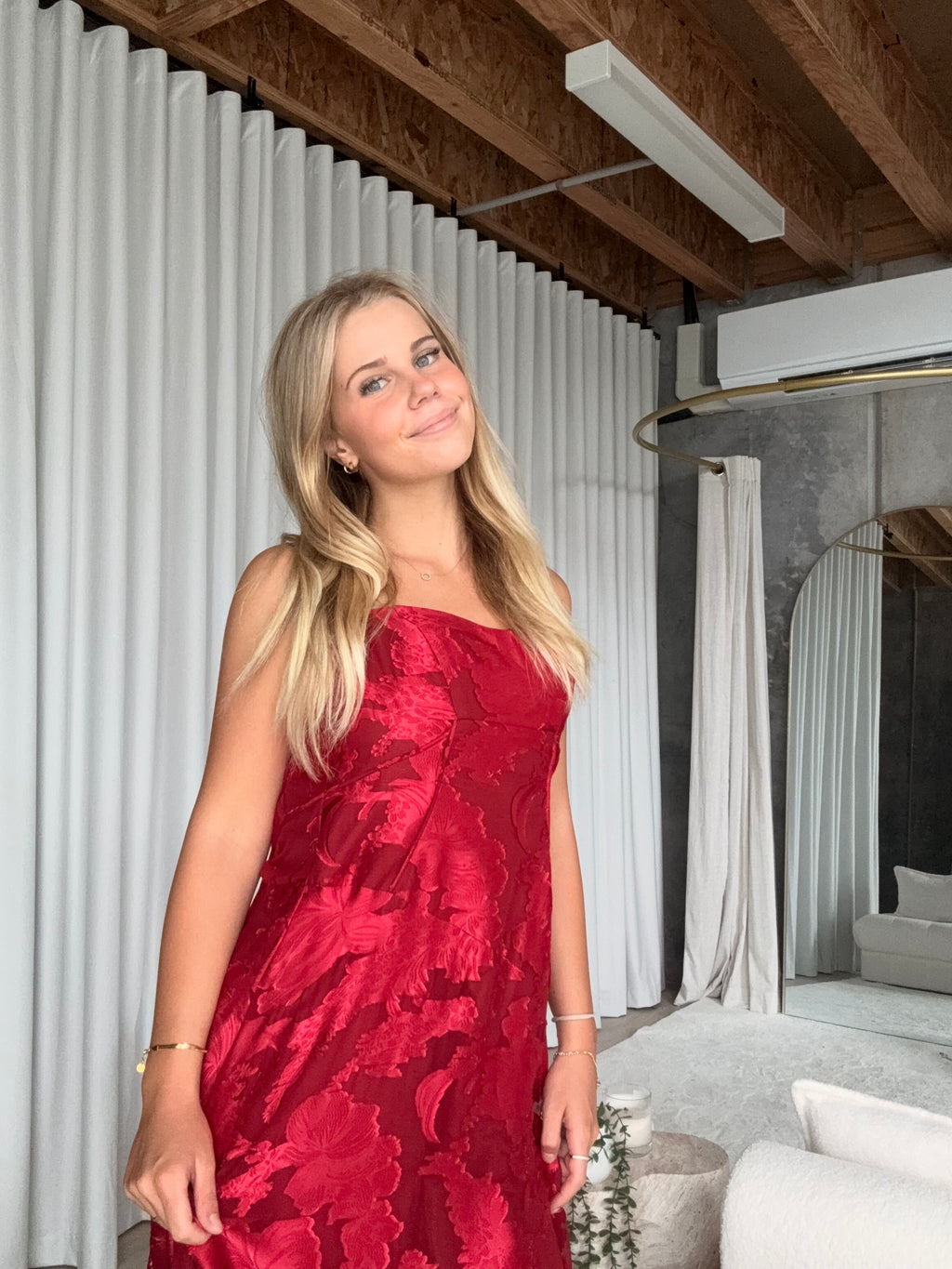 Ruby Red Lace Back Maxi Dress