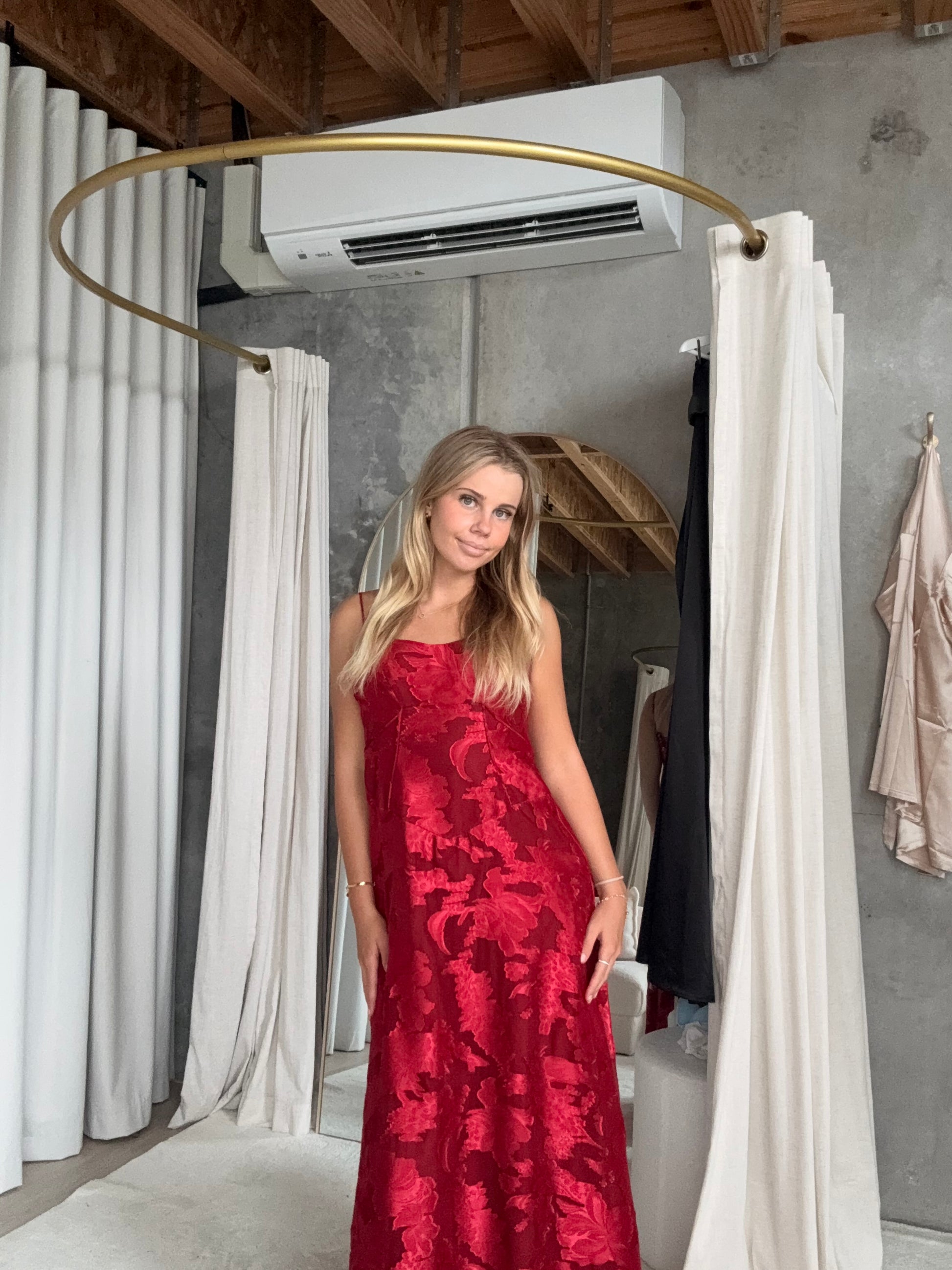 Ruby Red Lace Back Maxi Dress