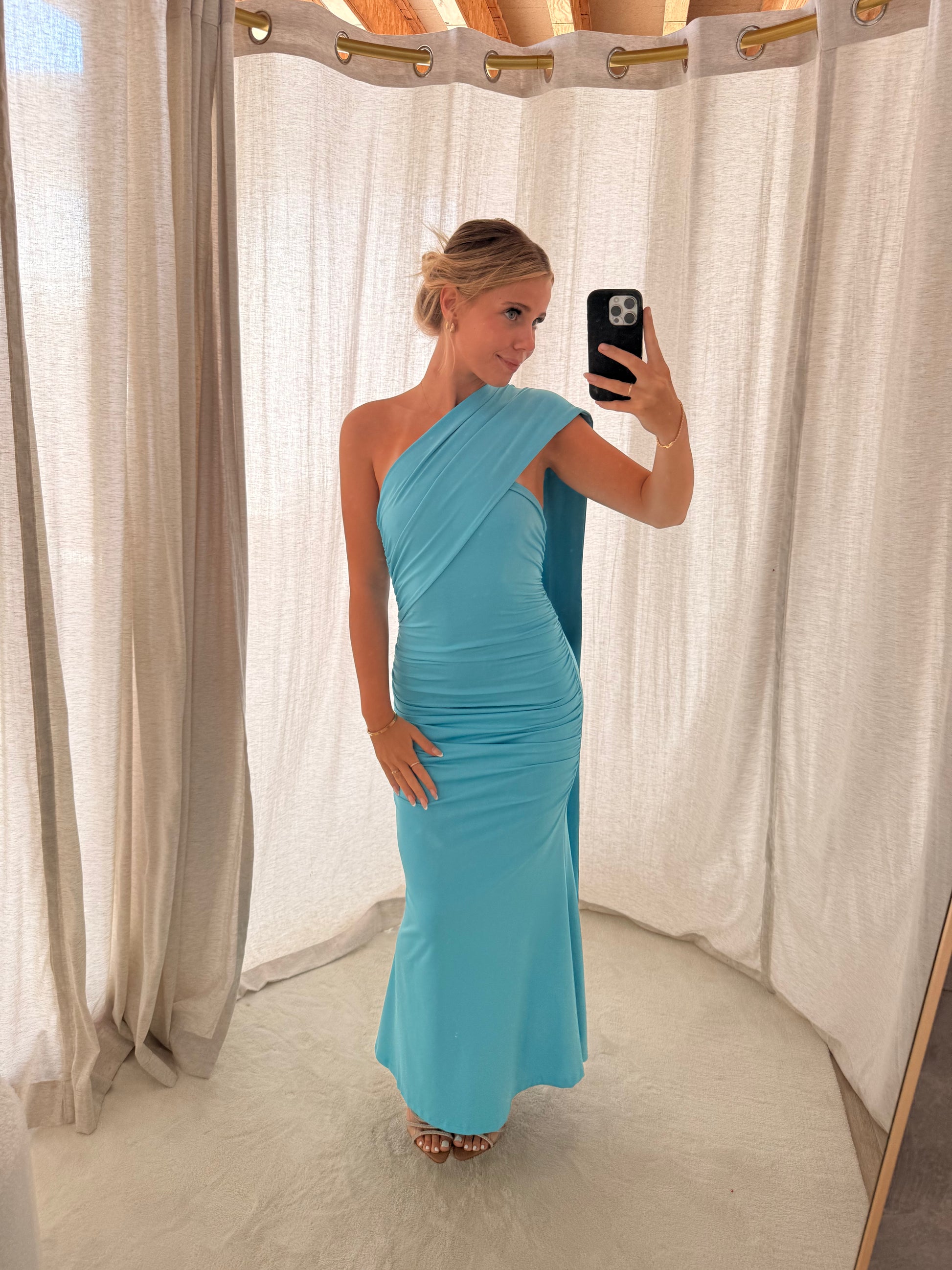Blue One-Shoulder Maxi