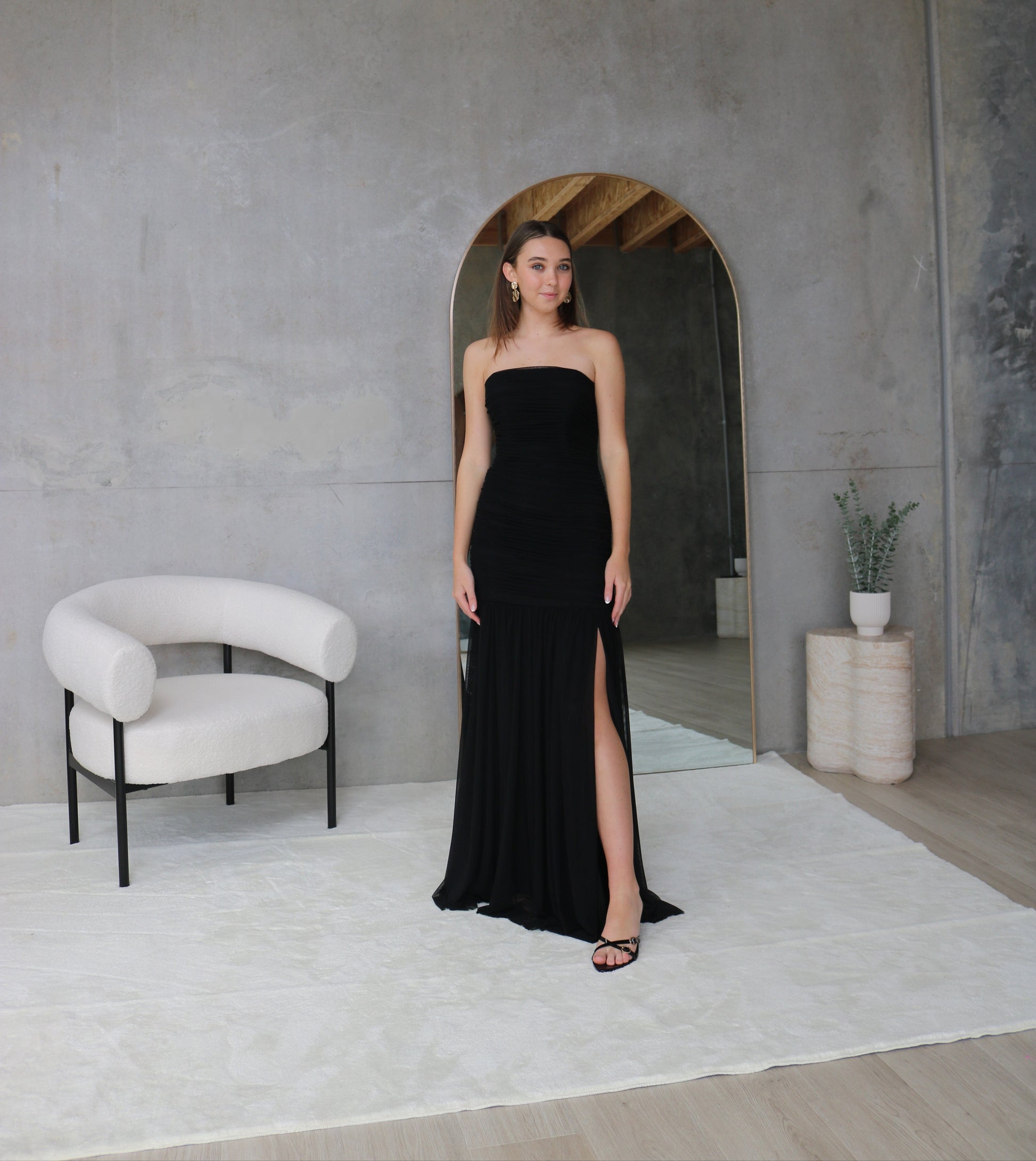 Aqua Pleated Gown