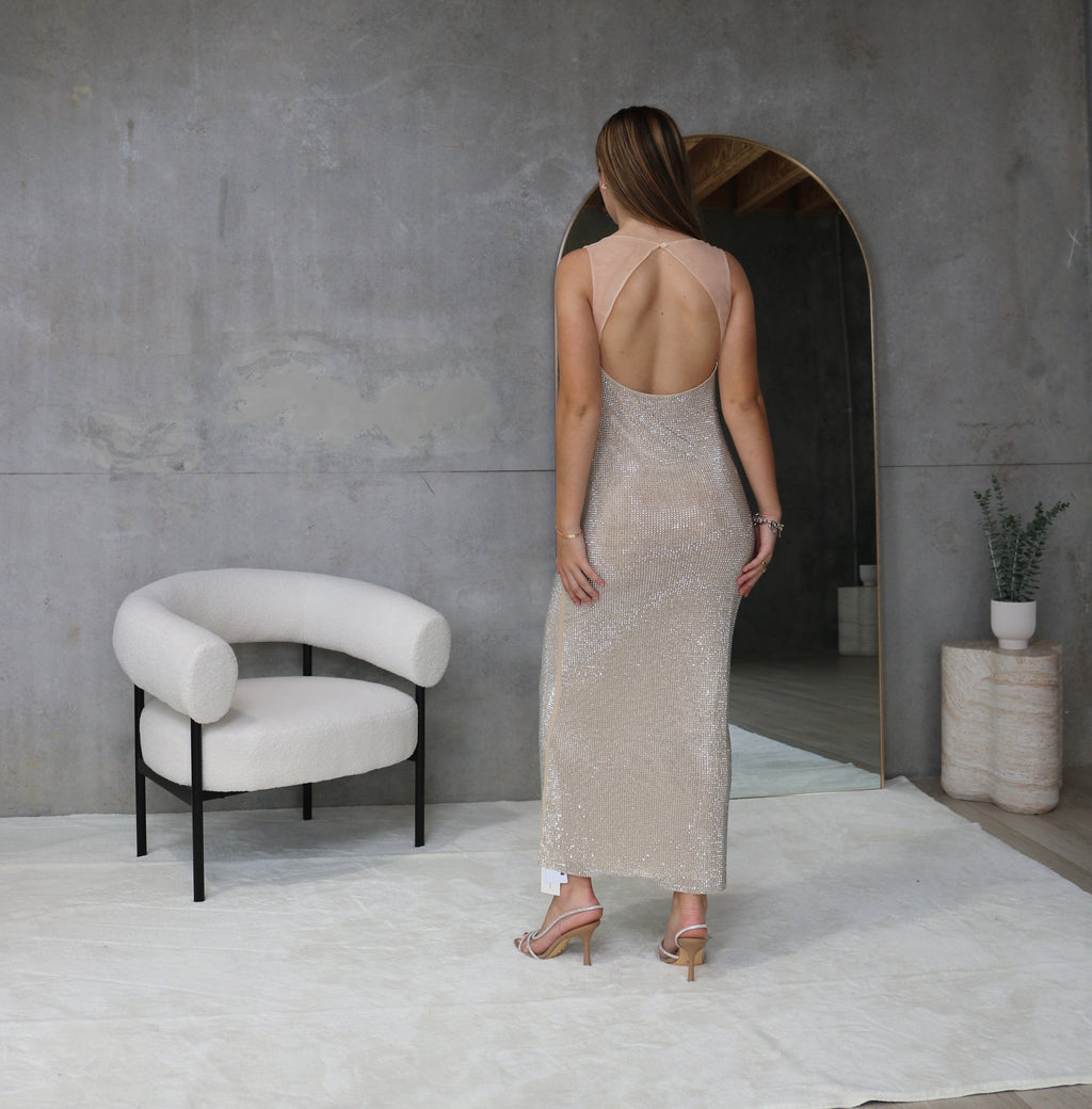 Mesh Trim Rhinestone-Decor Cami Dress