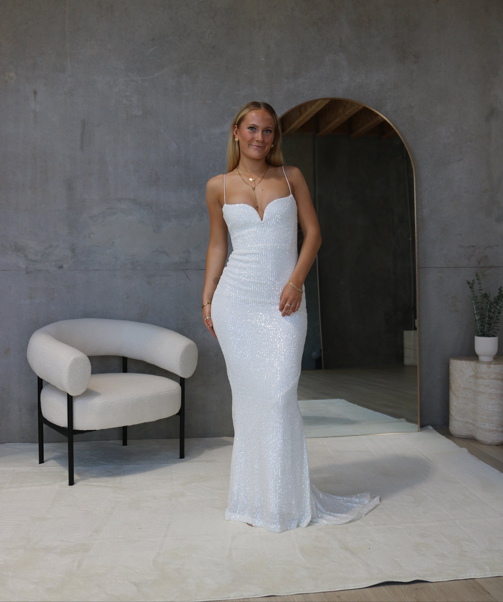 Serena Sequin Gown White