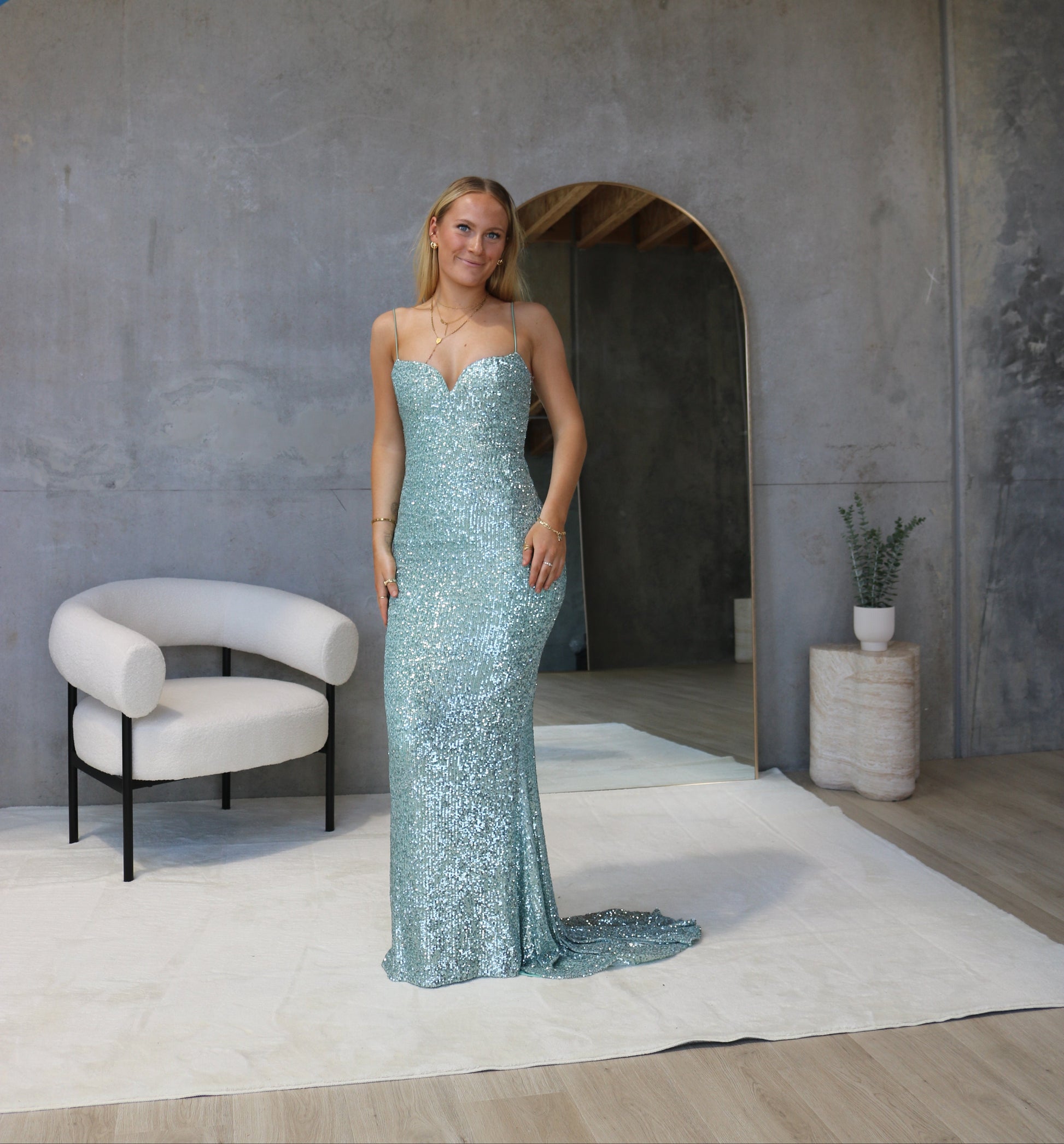 Serena Sequin Gown Blue
