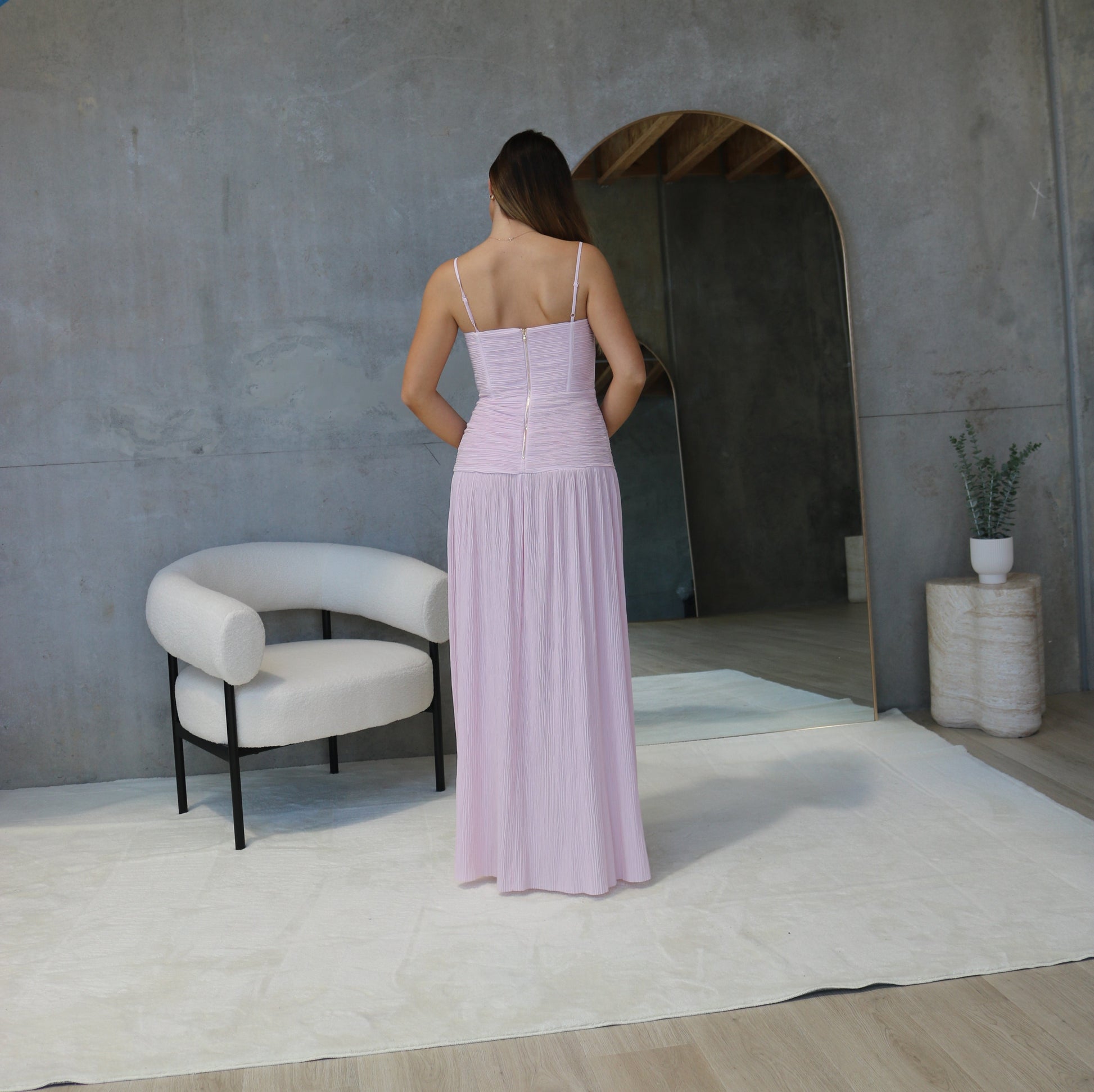 Double Time Pleat Dress Pink