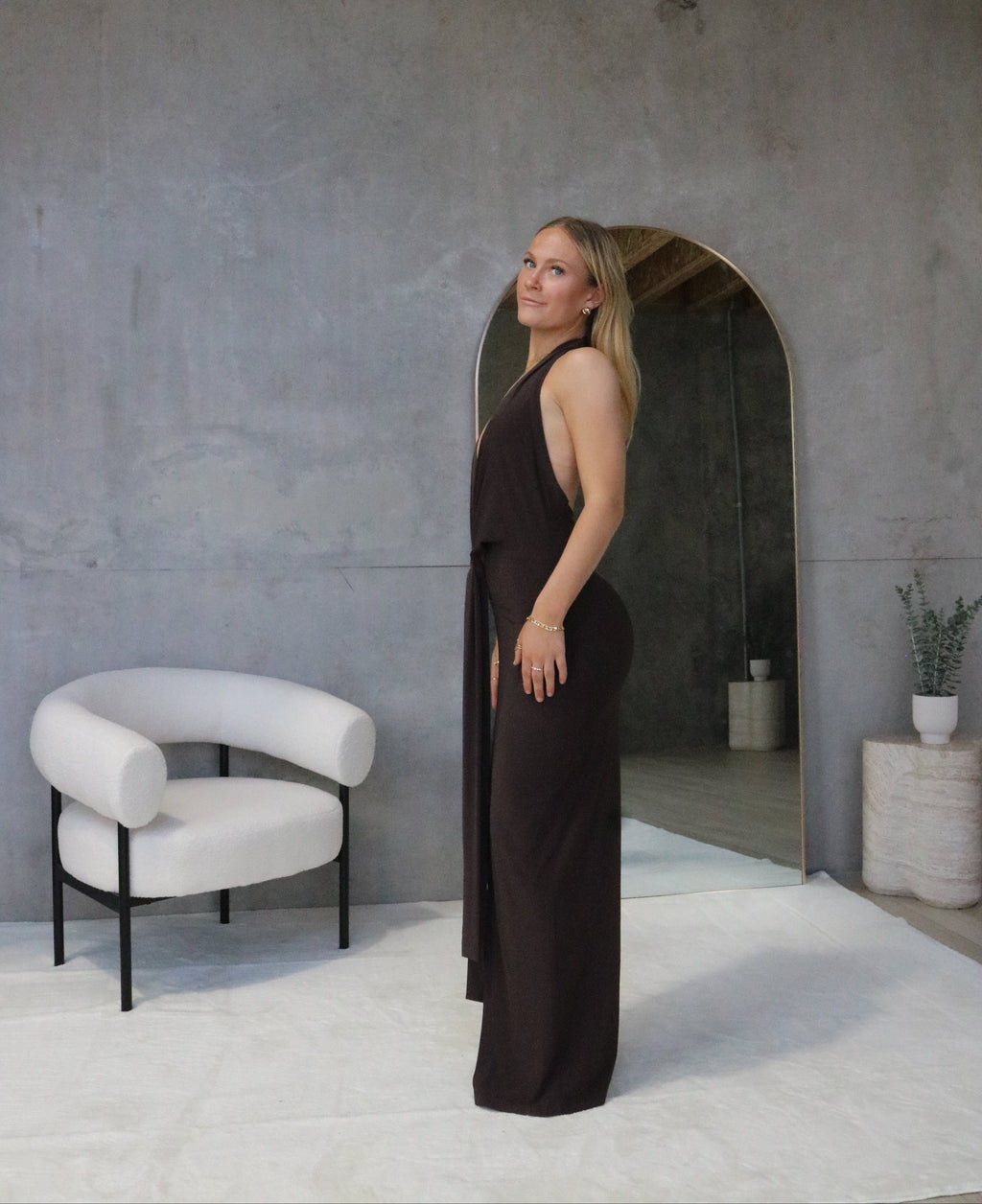 Norma Kamali Halter Neck Brown