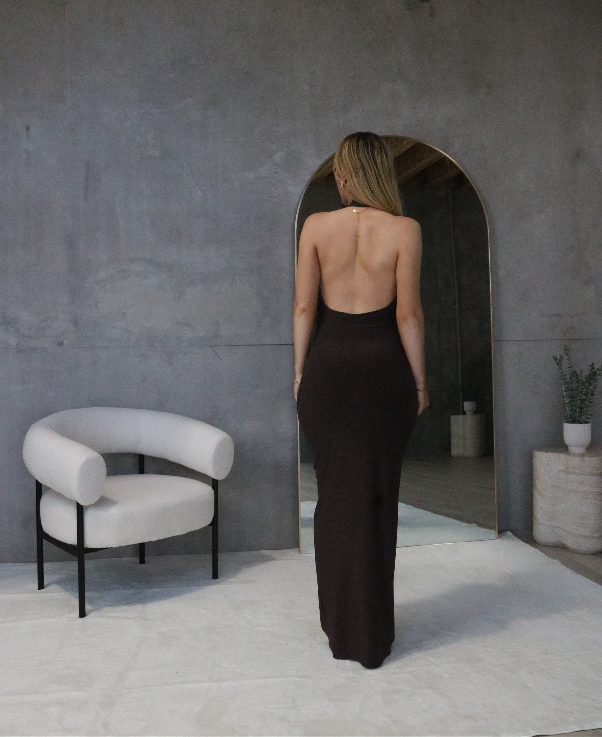 Norma Kamali Halter Neck Brown