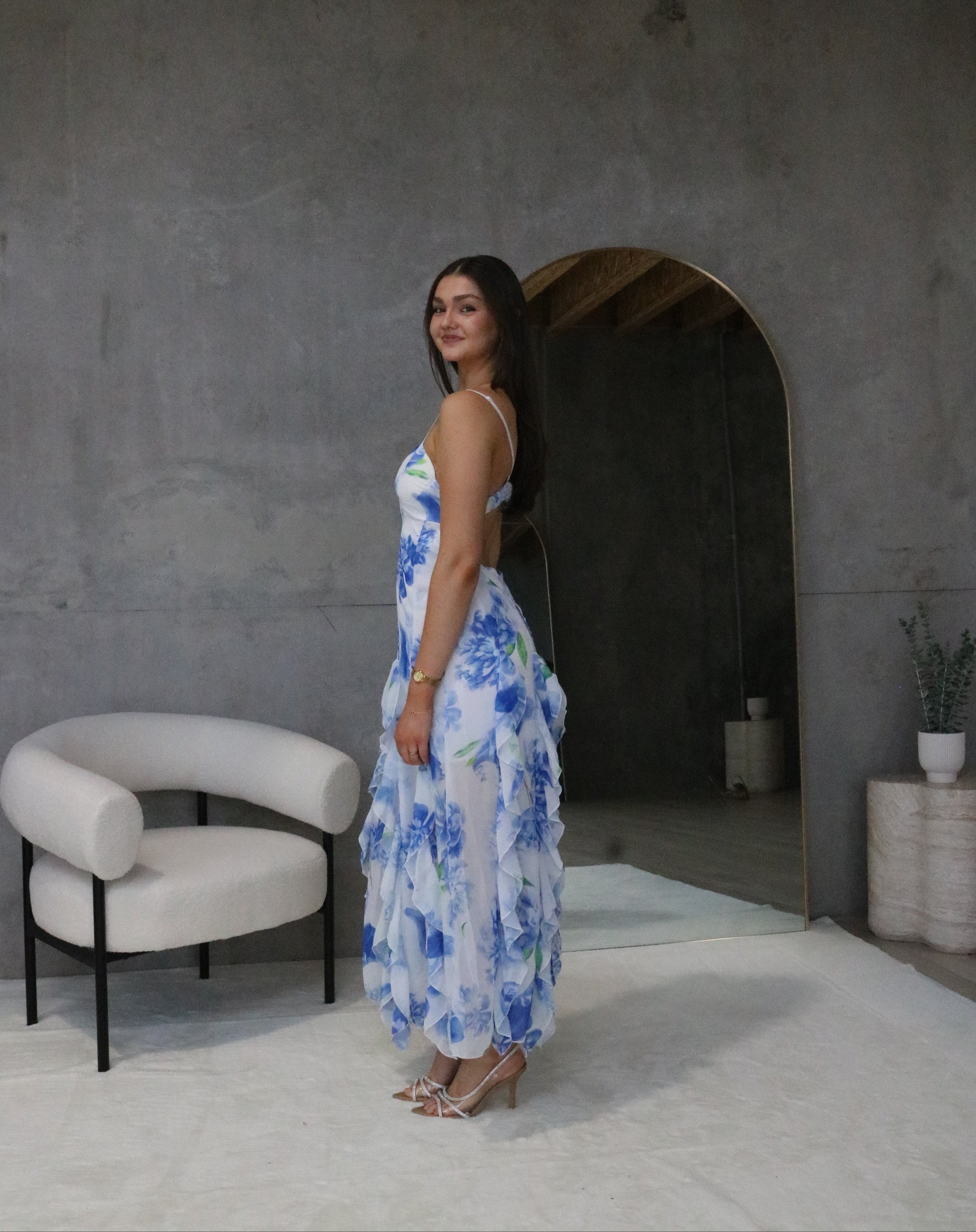 MENTI SANTORINI Iris Flower Maxi Dress
