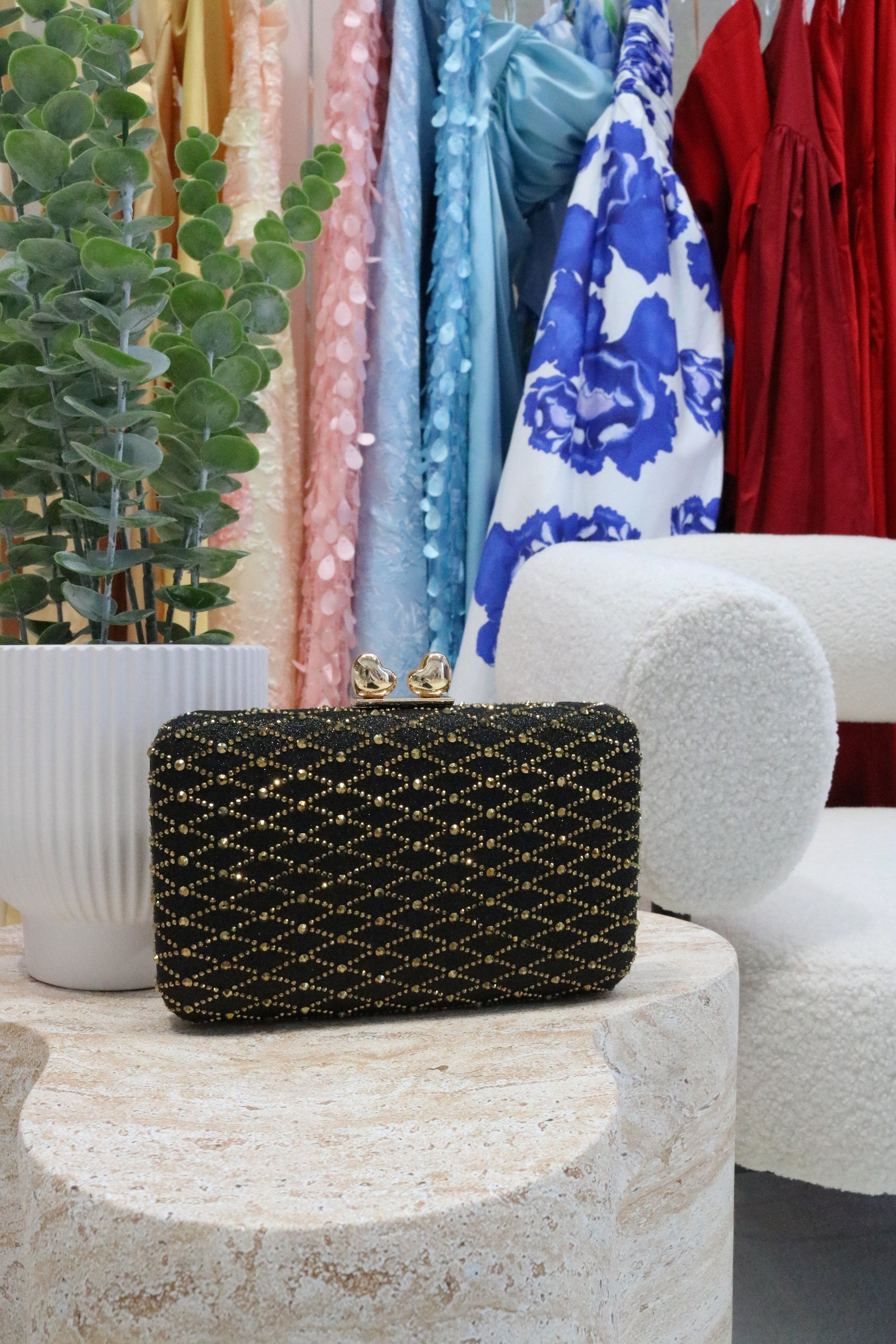 Black with Gold Detail Clutch