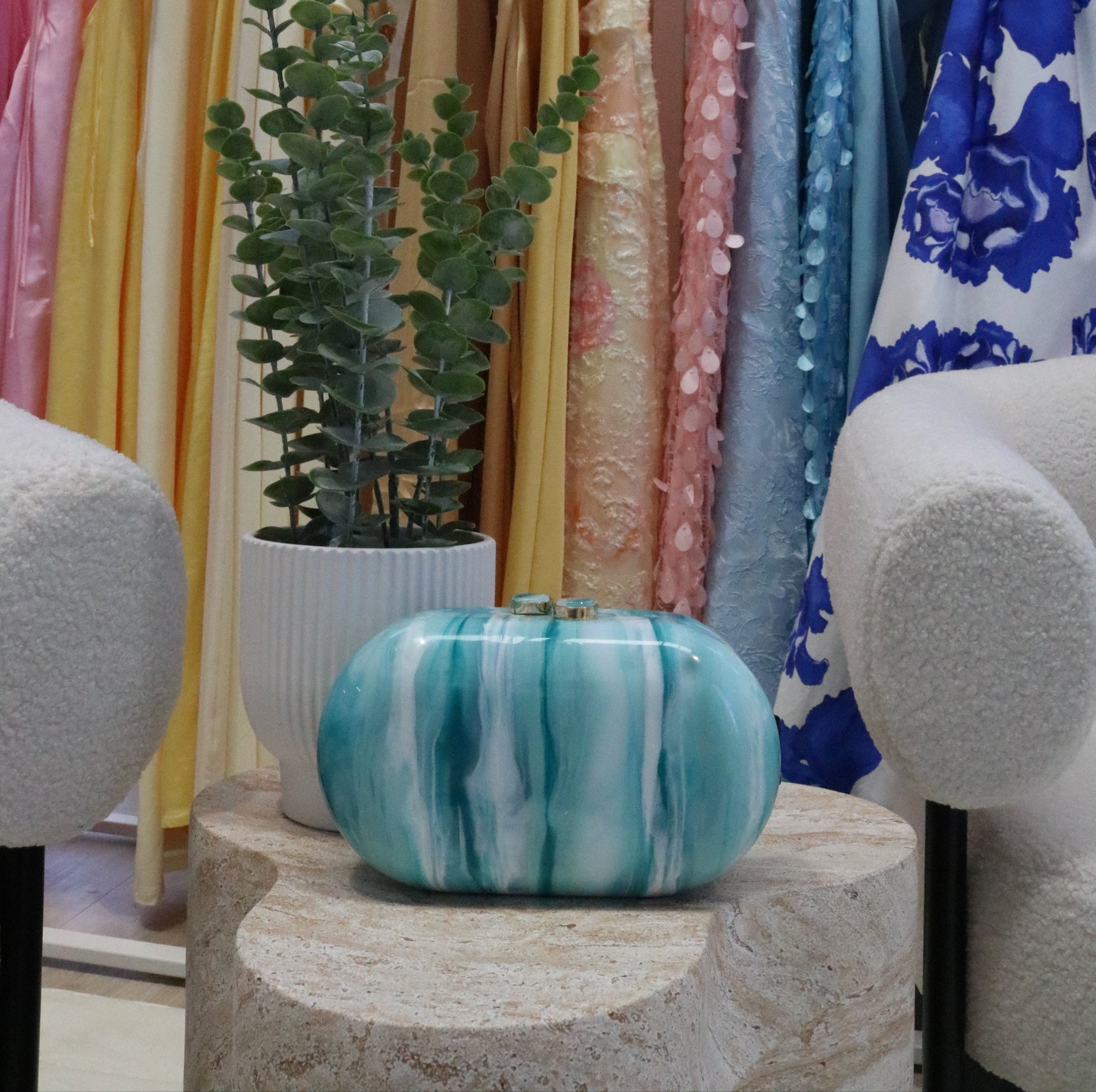Olga Berg Blue Marble Clutch