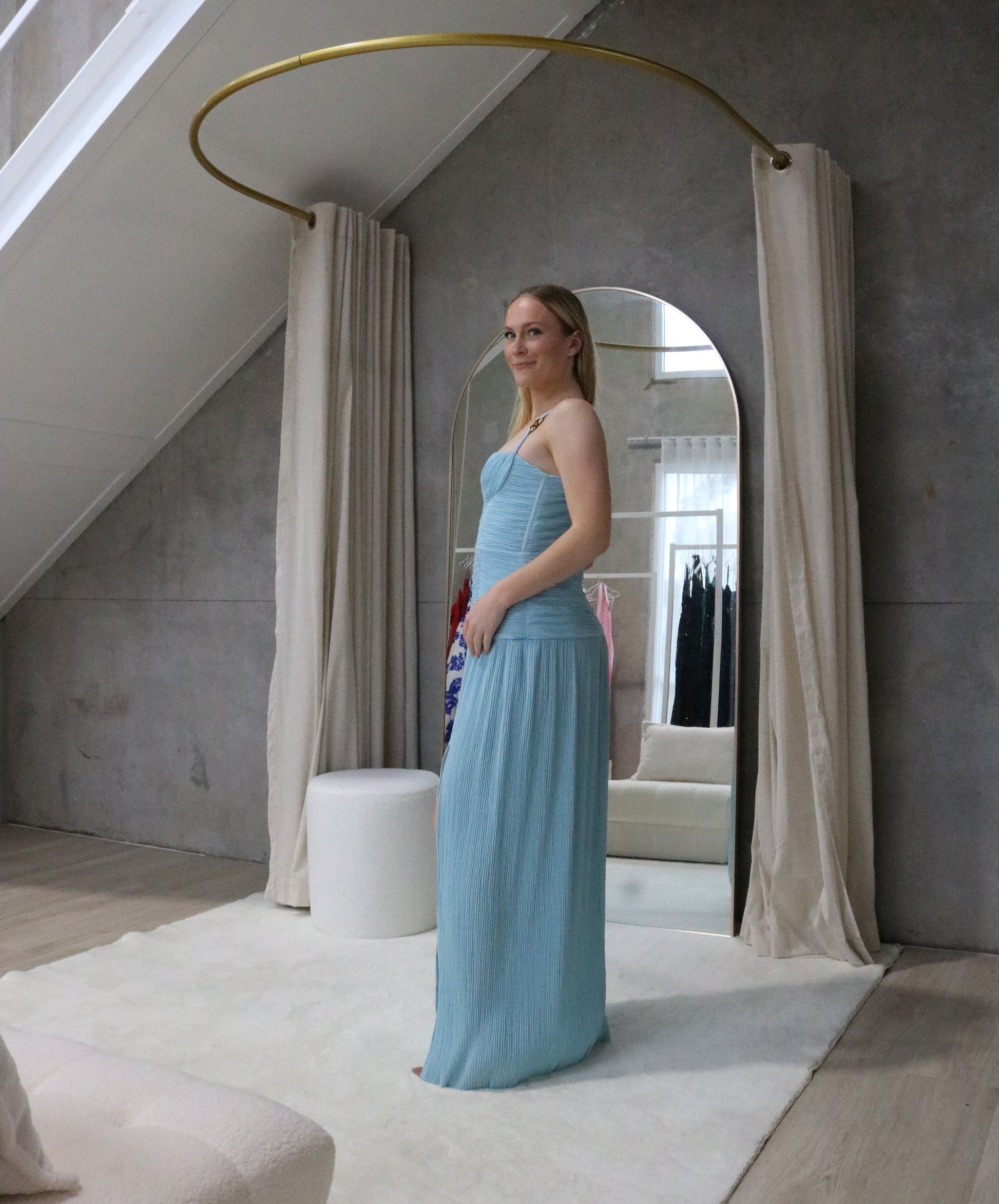 Double Time Pleat Dress Blue