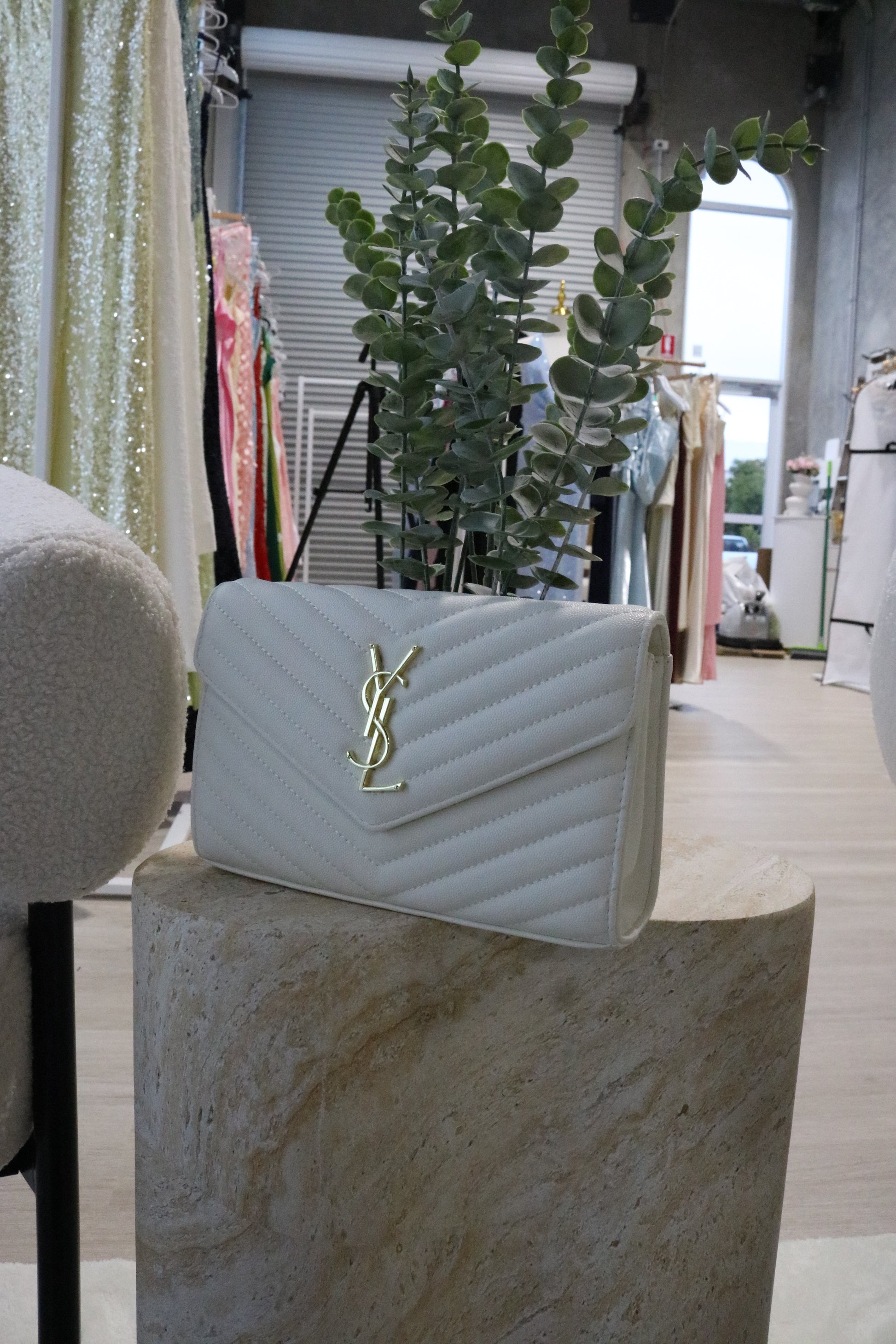 YSL White Handbag