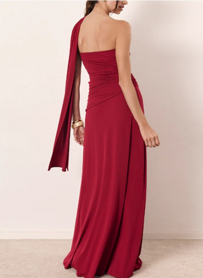 Robin Ruched One Shoulder Maxi Dress